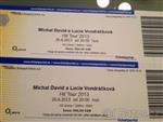 Prodám 2 vstupenky na koncert Michala Davida a Lucie Vondráčkové.26.6. 2013 ve 20 hodinsektor stán...